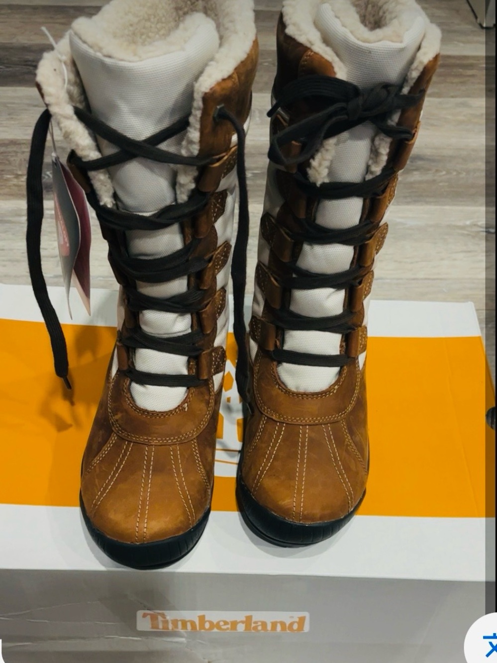 Timberland Brown and White Women's Insulated Lace-Up Winter Boots